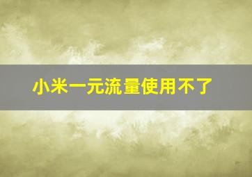 小米一元流量使用不了