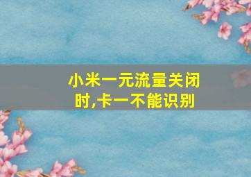 小米一元流量关闭时,卡一不能识别