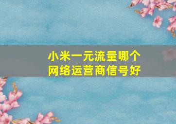 小米一元流量哪个网络运营商信号好