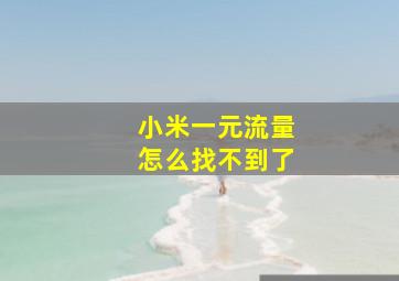 小米一元流量怎么找不到了