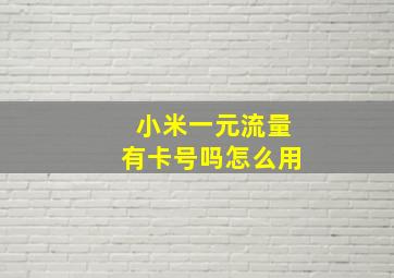 小米一元流量有卡号吗怎么用