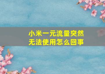 小米一元流量突然无法使用怎么回事