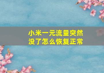 小米一元流量突然没了怎么恢复正常