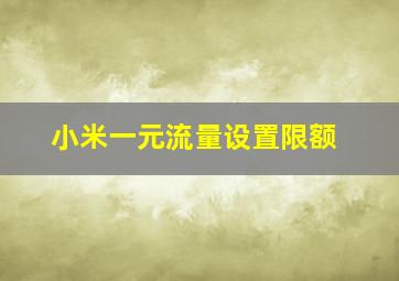 小米一元流量设置限额