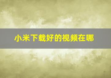 小米下载好的视频在哪