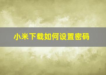 小米下载如何设置密码