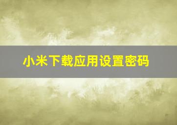 小米下载应用设置密码