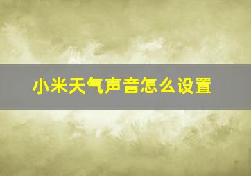 小米天气声音怎么设置