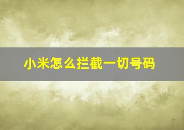 小米怎么拦截一切号码