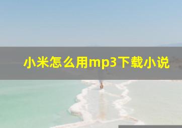 小米怎么用mp3下载小说