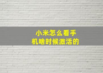 小米怎么看手机啥时候激活的