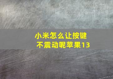 小米怎么让按键不震动呢苹果13