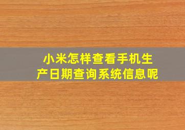 小米怎样查看手机生产日期查询系统信息呢