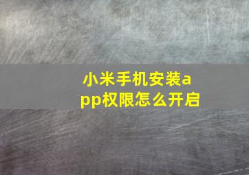 小米手机安装app权限怎么开启