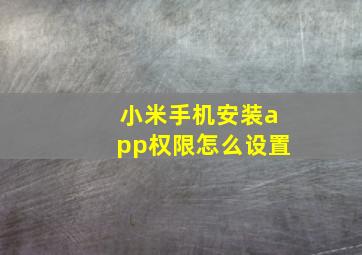 小米手机安装app权限怎么设置