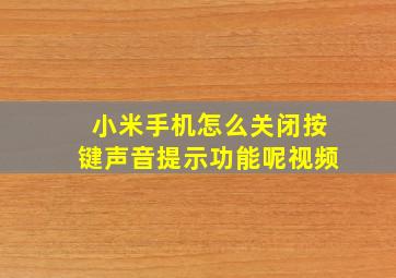 小米手机怎么关闭按键声音提示功能呢视频