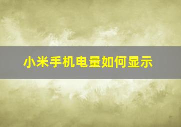 小米手机电量如何显示