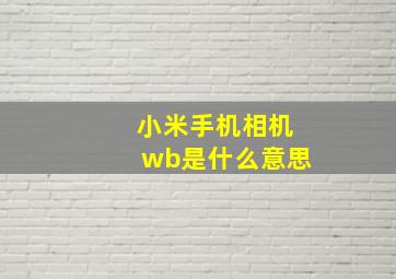 小米手机相机wb是什么意思