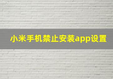 小米手机禁止安装app设置