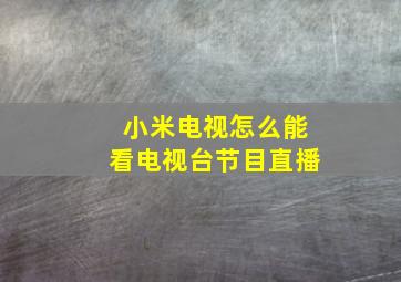 小米电视怎么能看电视台节目直播