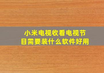 小米电视收看电视节目需要装什么软件好用