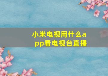 小米电视用什么app看电视台直播