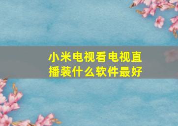 小米电视看电视直播装什么软件最好