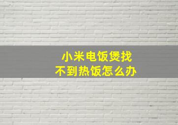 小米电饭煲找不到热饭怎么办