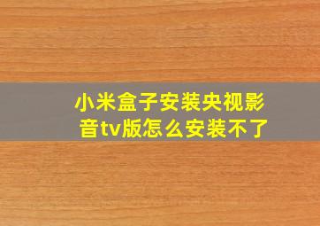 小米盒子安装央视影音tv版怎么安装不了