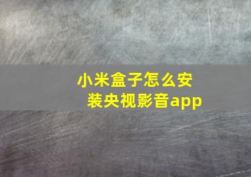 小米盒子怎么安装央视影音app