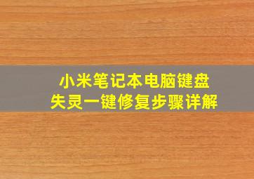 小米笔记本电脑键盘失灵一键修复步骤详解