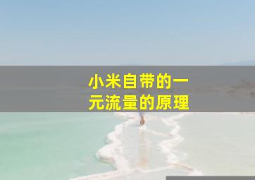 小米自带的一元流量的原理