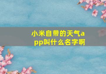 小米自带的天气app叫什么名字啊