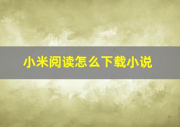 小米阅读怎么下载小说