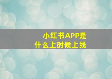 小红书APP是什么上时候上线