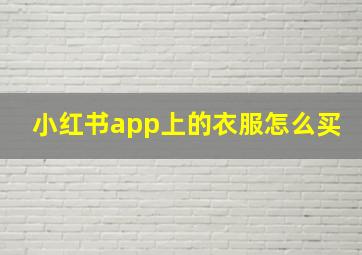 小红书app上的衣服怎么买