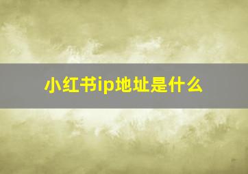 小红书ip地址是什么