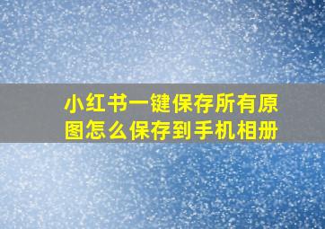 小红书一键保存所有原图怎么保存到手机相册