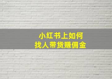 小红书上如何找人带货赚佣金