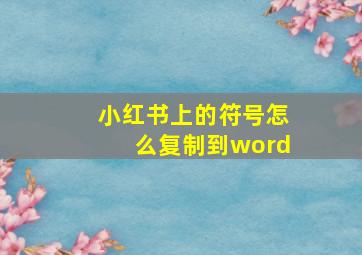 小红书上的符号怎么复制到word