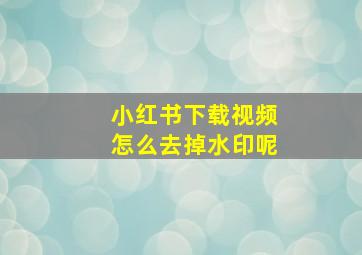 小红书下载视频怎么去掉水印呢