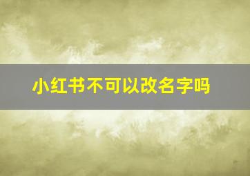 小红书不可以改名字吗