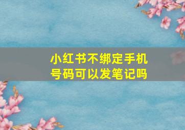 小红书不绑定手机号码可以发笔记吗