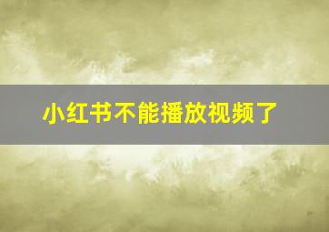 小红书不能播放视频了