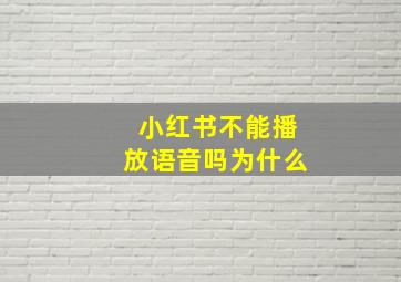 小红书不能播放语音吗为什么