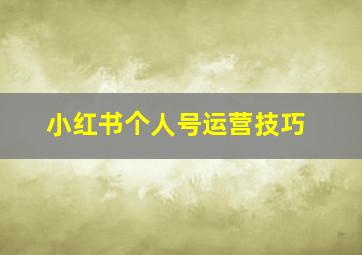 小红书个人号运营技巧