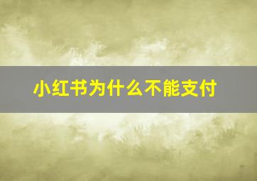 小红书为什么不能支付