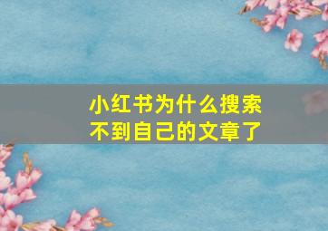 小红书为什么搜索不到自己的文章了