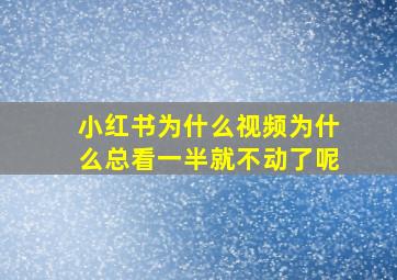 小红书为什么视频为什么总看一半就不动了呢