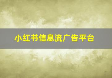 小红书信息流广告平台